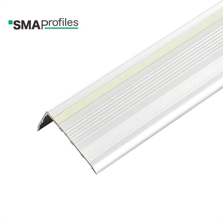 matt silver aluminum stair edge trim